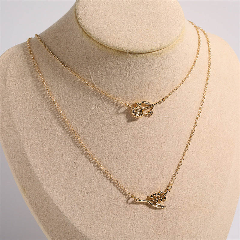 mint and lily birth flower necklace Dainty Birth Flower Necklace