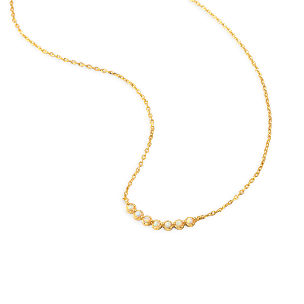 Opal Arc Necklace - 18k Gold Plated / 16" + 2"