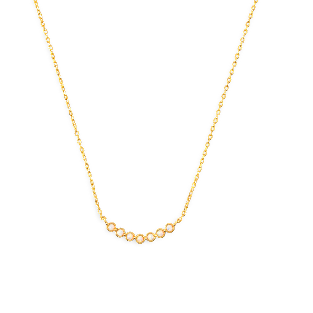 Opal Arc Necklace - 18k Gold Plated / 16" + 2"
