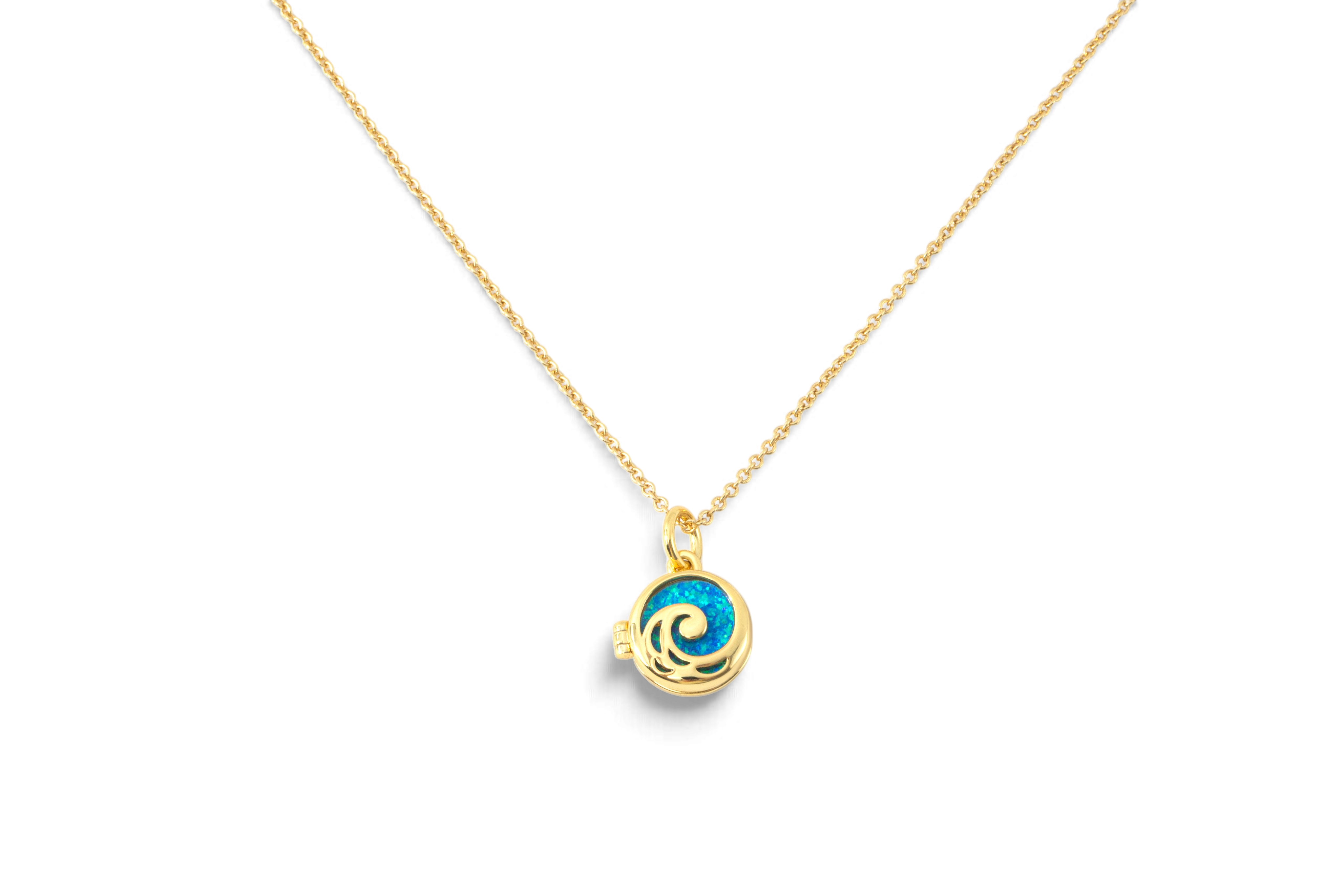 Opal Ocean Wave Locket Necklace