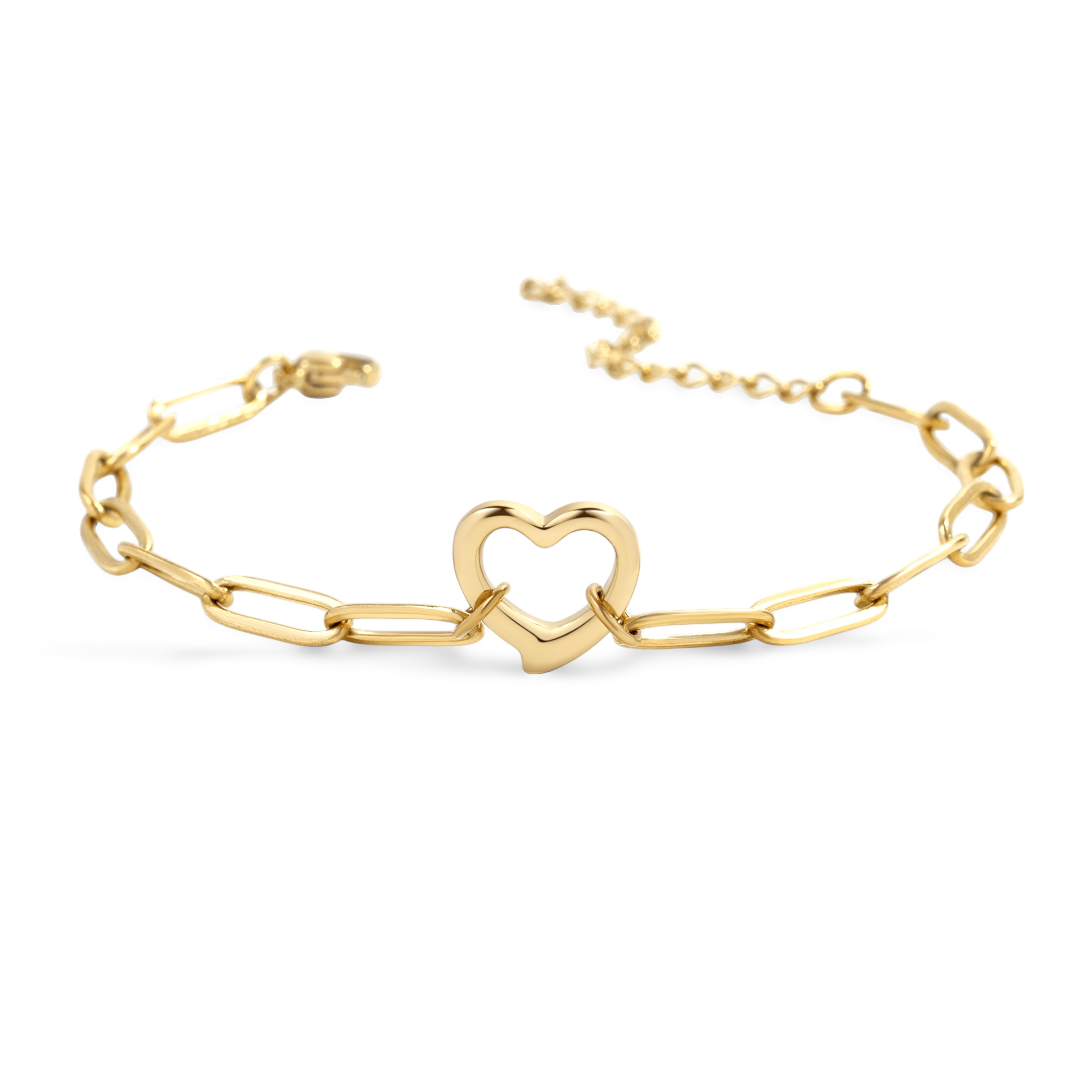 Open Heart Paperclip Chain Bracelet
