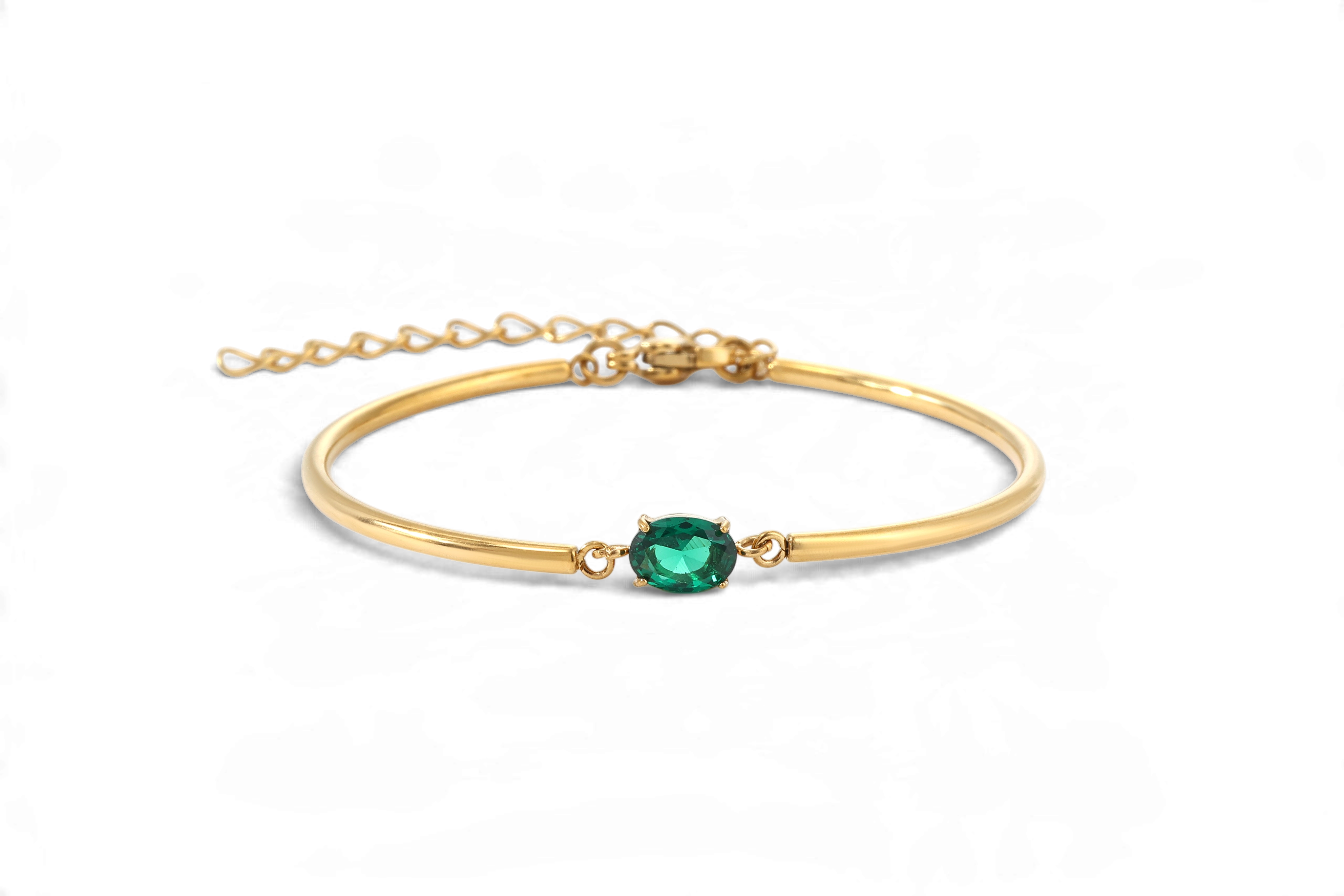 Oval Birthstone Cuff Bracelet