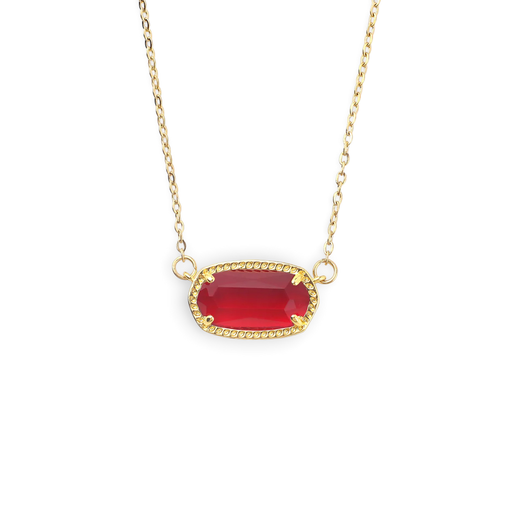 Oval Birthstone Pendant Necklace - January Garnet