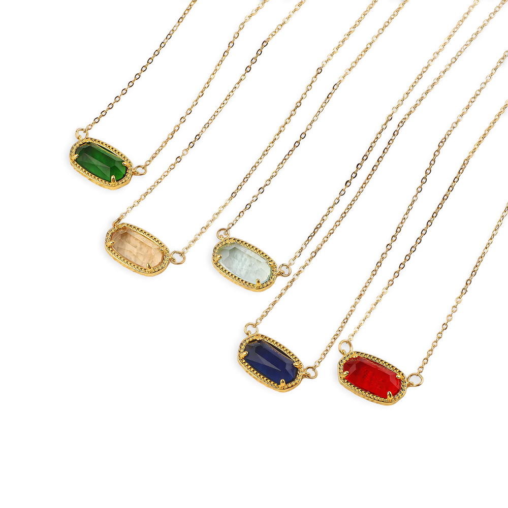 Oval Birthstone Pendant Necklace - January Garnet