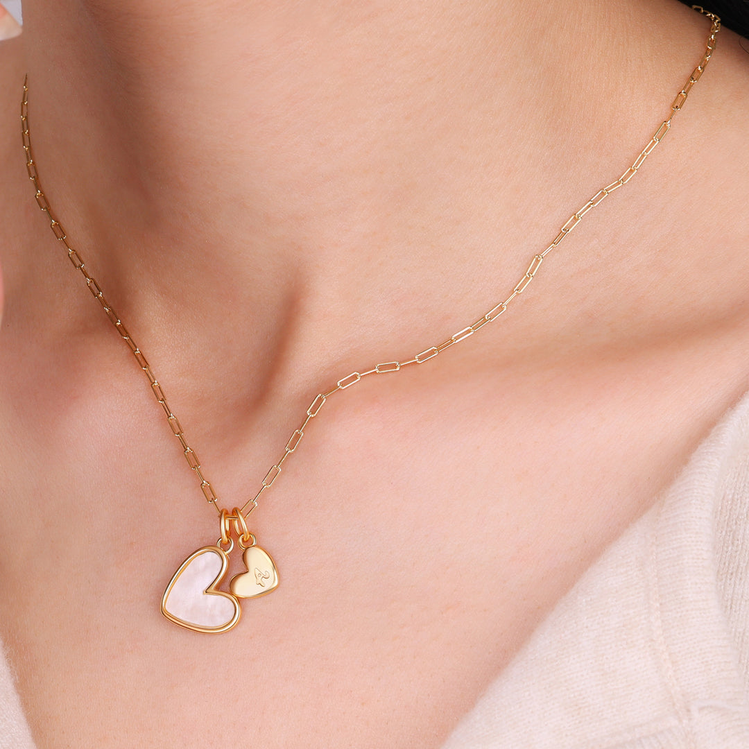 Mint & Lily Mother Of Pearl Initial Heart Charm Bracelet