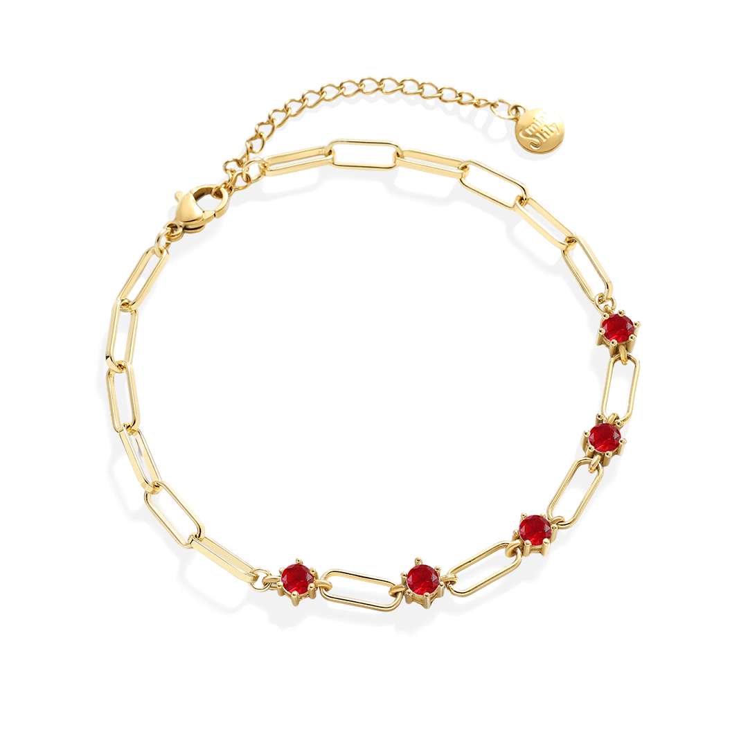 Paperclip Bracelet with Gemstone Accents