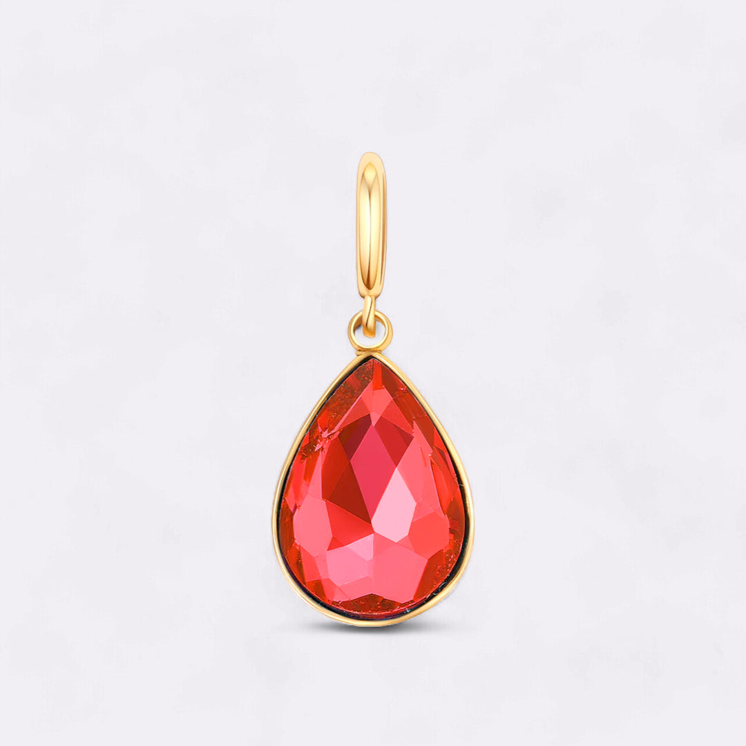 Paradiso birthstone charm in gold with January garnet — Mint & Lily
