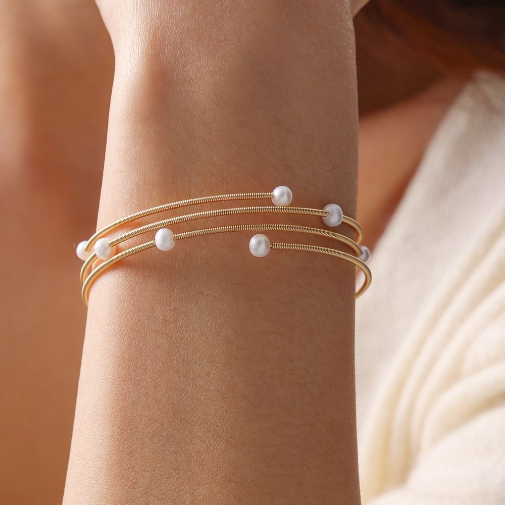 Pearl Wrap Bracelet - Gold