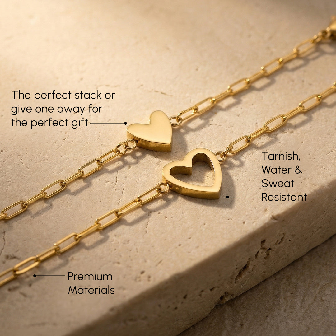 Perfect Fit Heart Bracelet Set – Mint & Lily