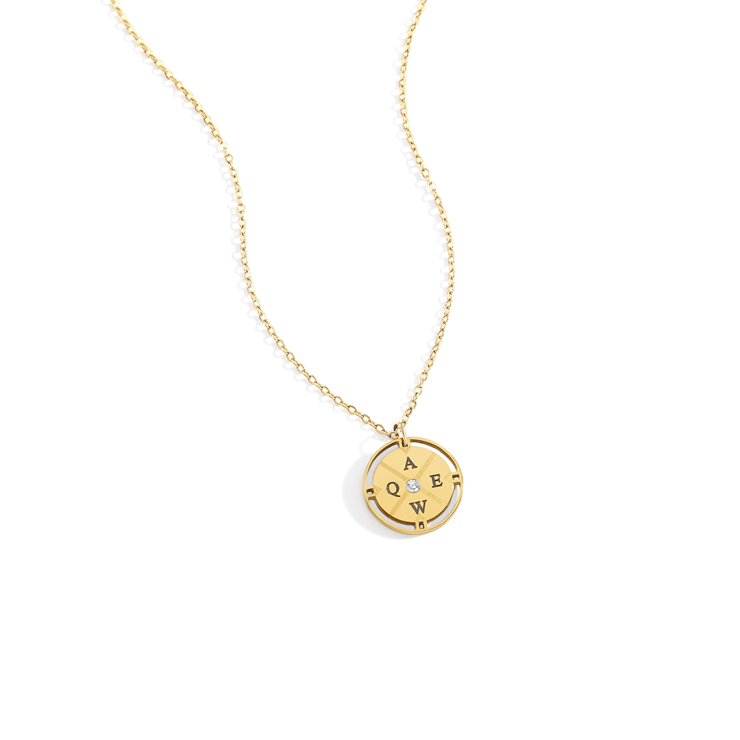 Personalized Mini Compass Pendant Necklace