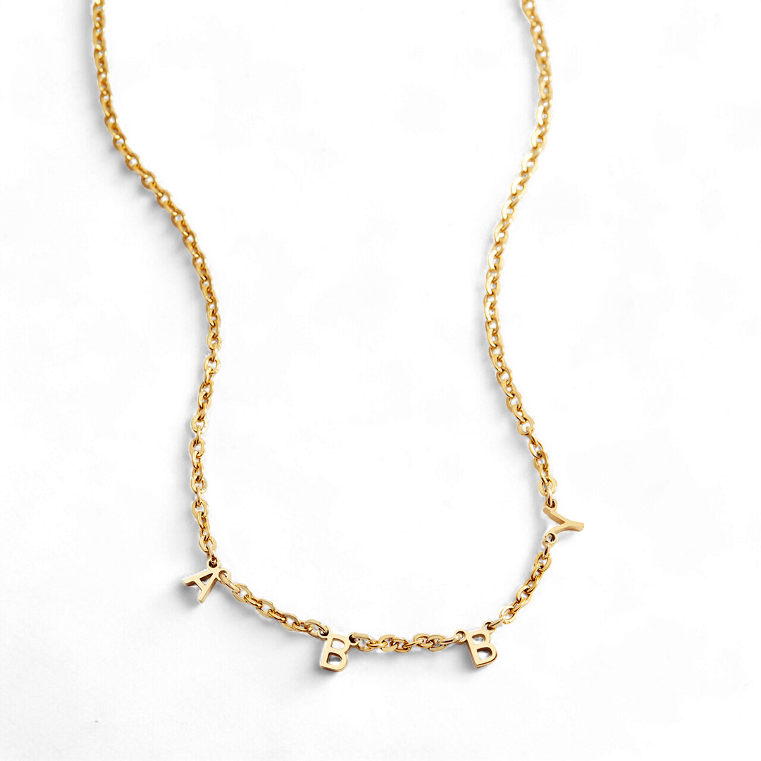 Personalized Minimalist Letter Necklace Mint & Lily