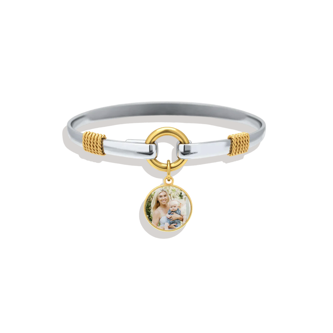 Personalized Photo Two-Tone Charm Bracelet – Mint & Lily