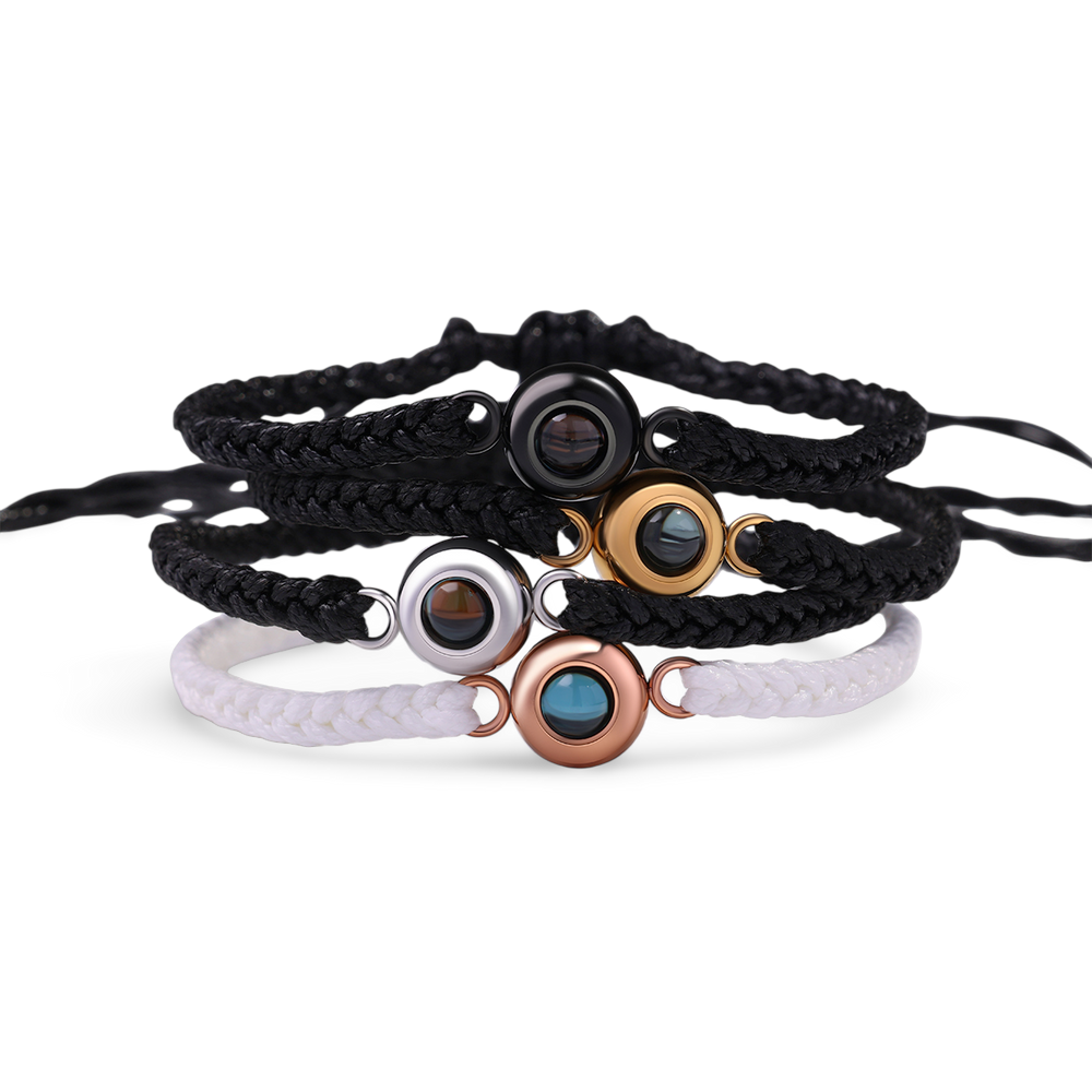 Personalisiertes verstellbares Fotoarmband - Schwarzes Metall / Schwarz