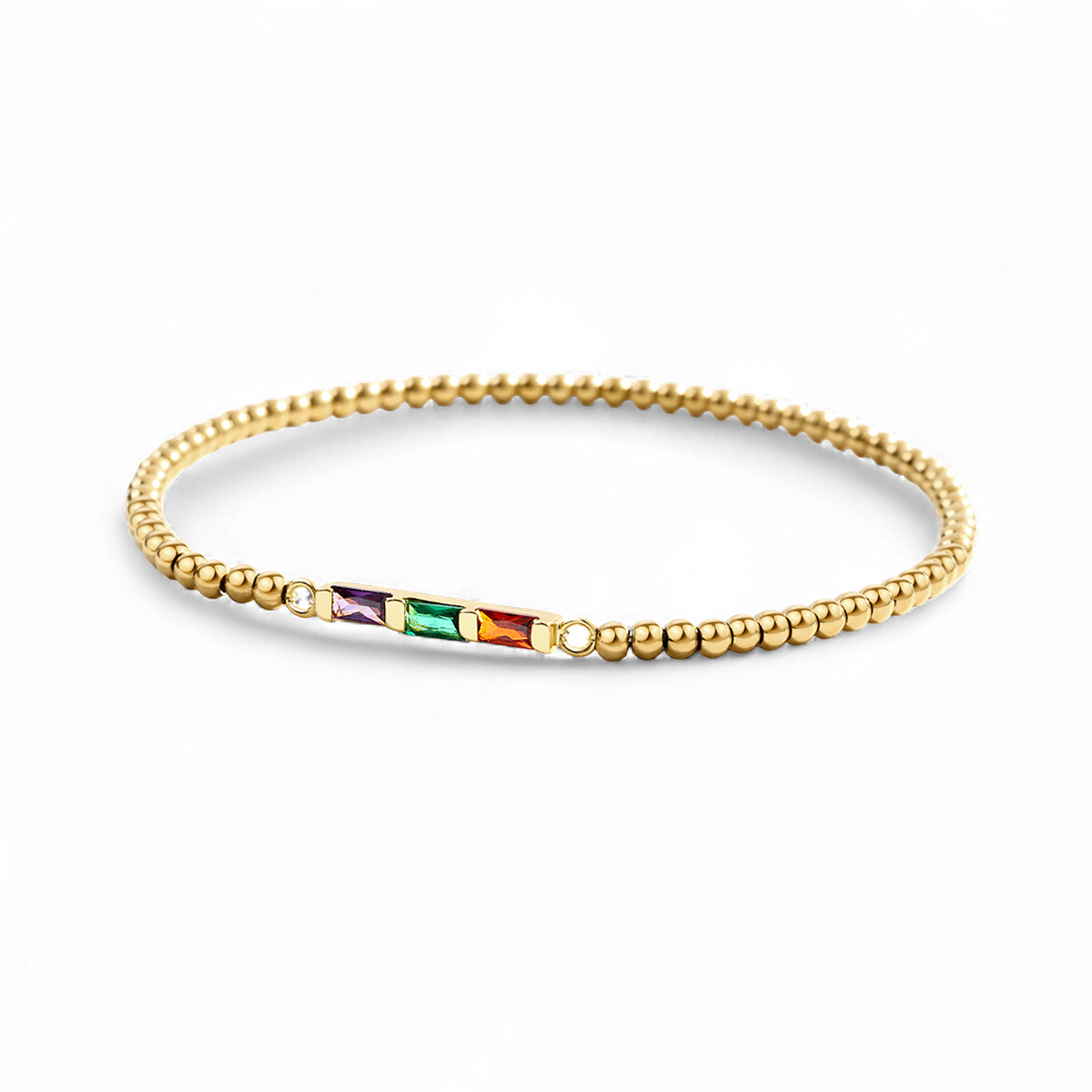 Personalized Baguette Birthstone Beaded Bracelet