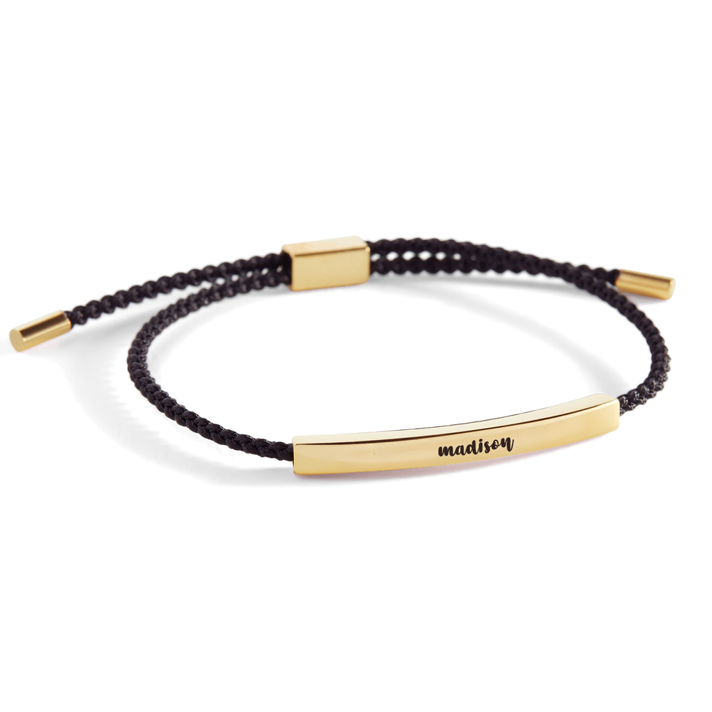 Personalized Inspire Bracelet - Cursive / 18k Gold Plated / Midnight Black