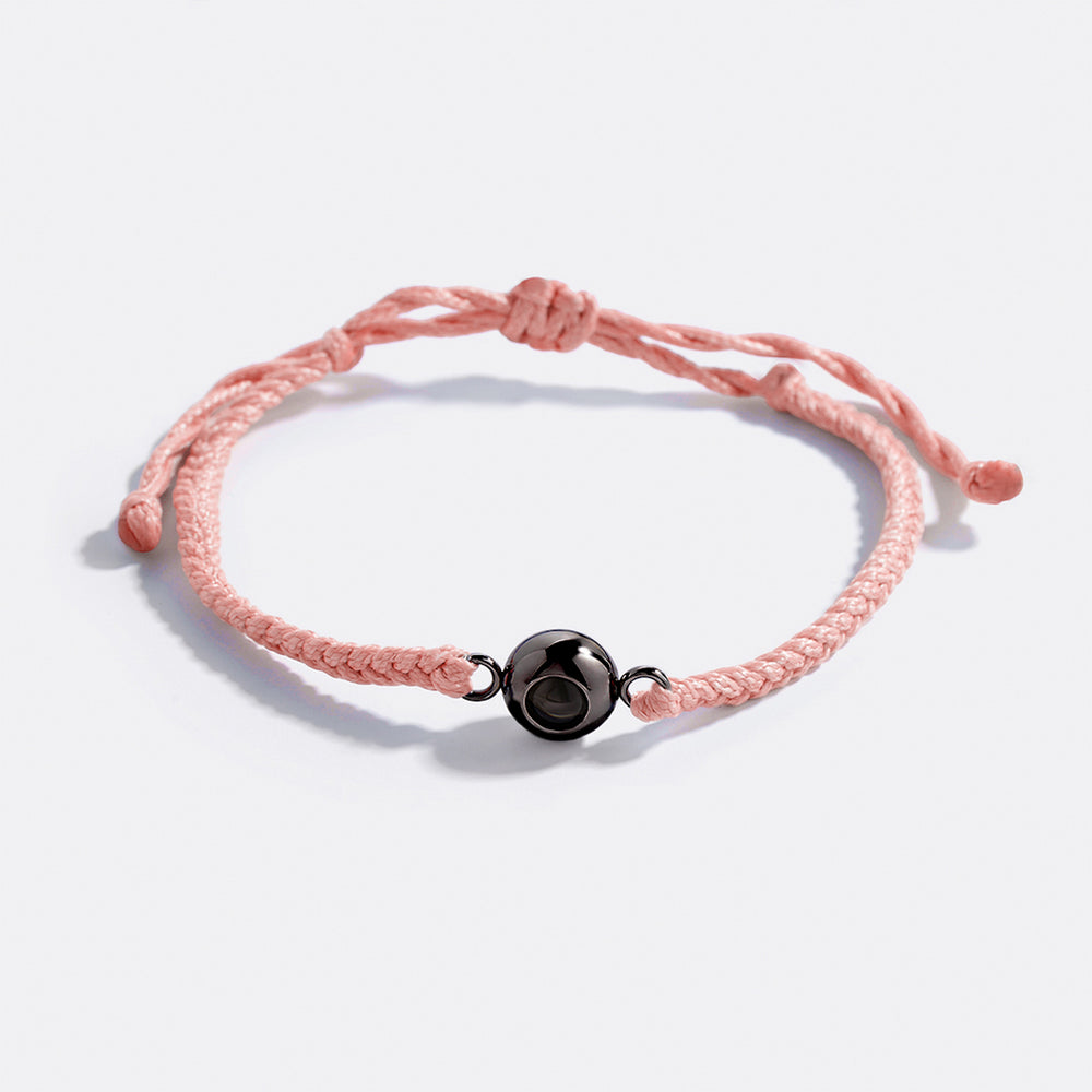 Personalized Adjustable Photo Bracelet - Pink / Black Metal