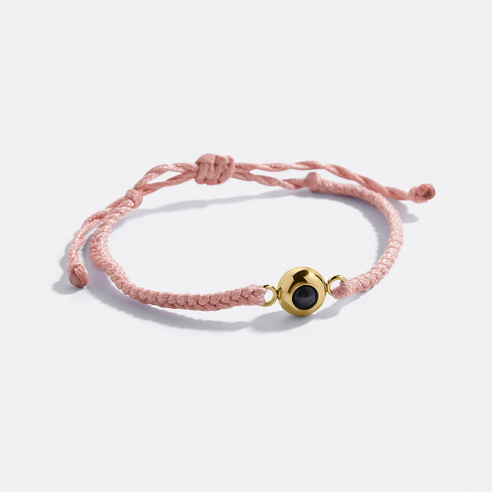 Personalized Adjustable Photo Bracelet - Pink / Gold