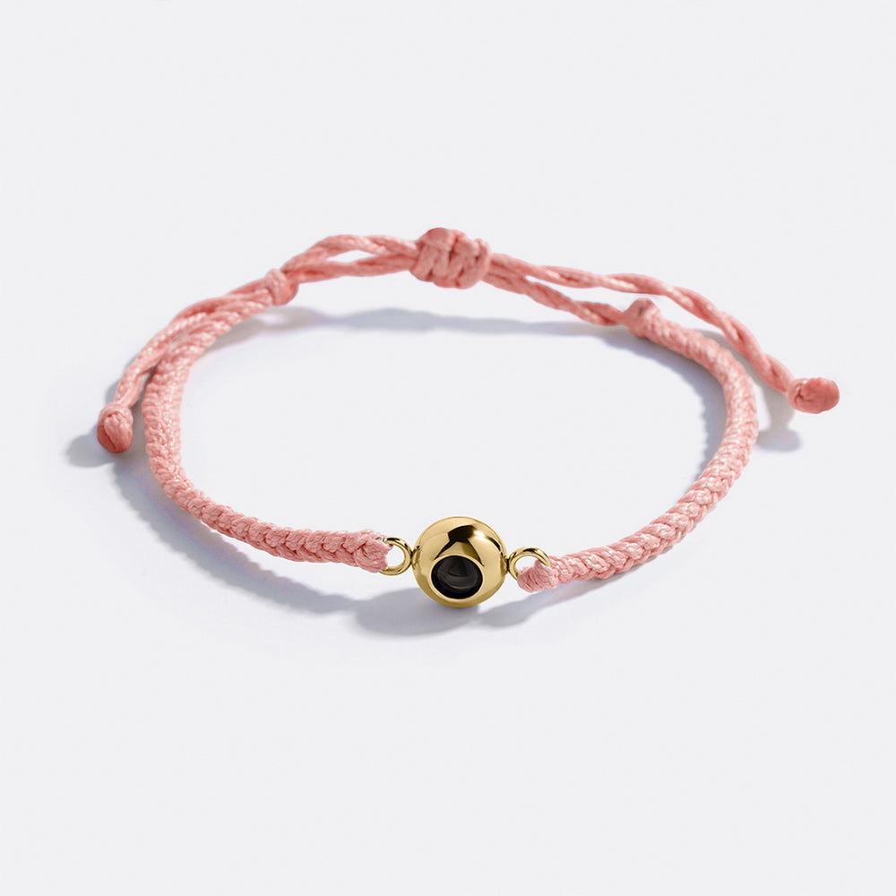 Personalized Adjustable Photo Bracelet - Pink / Gold