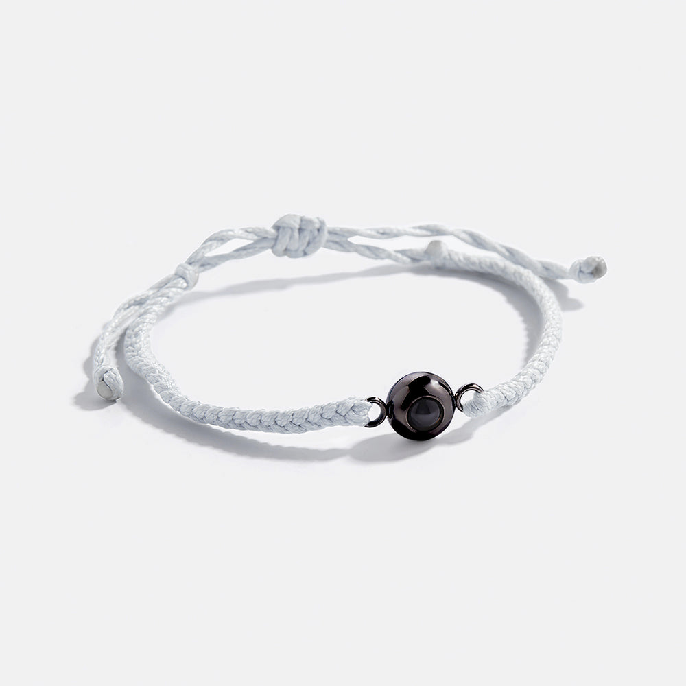 Personalized Adjustable Photo Bracelet - White / Black Metal