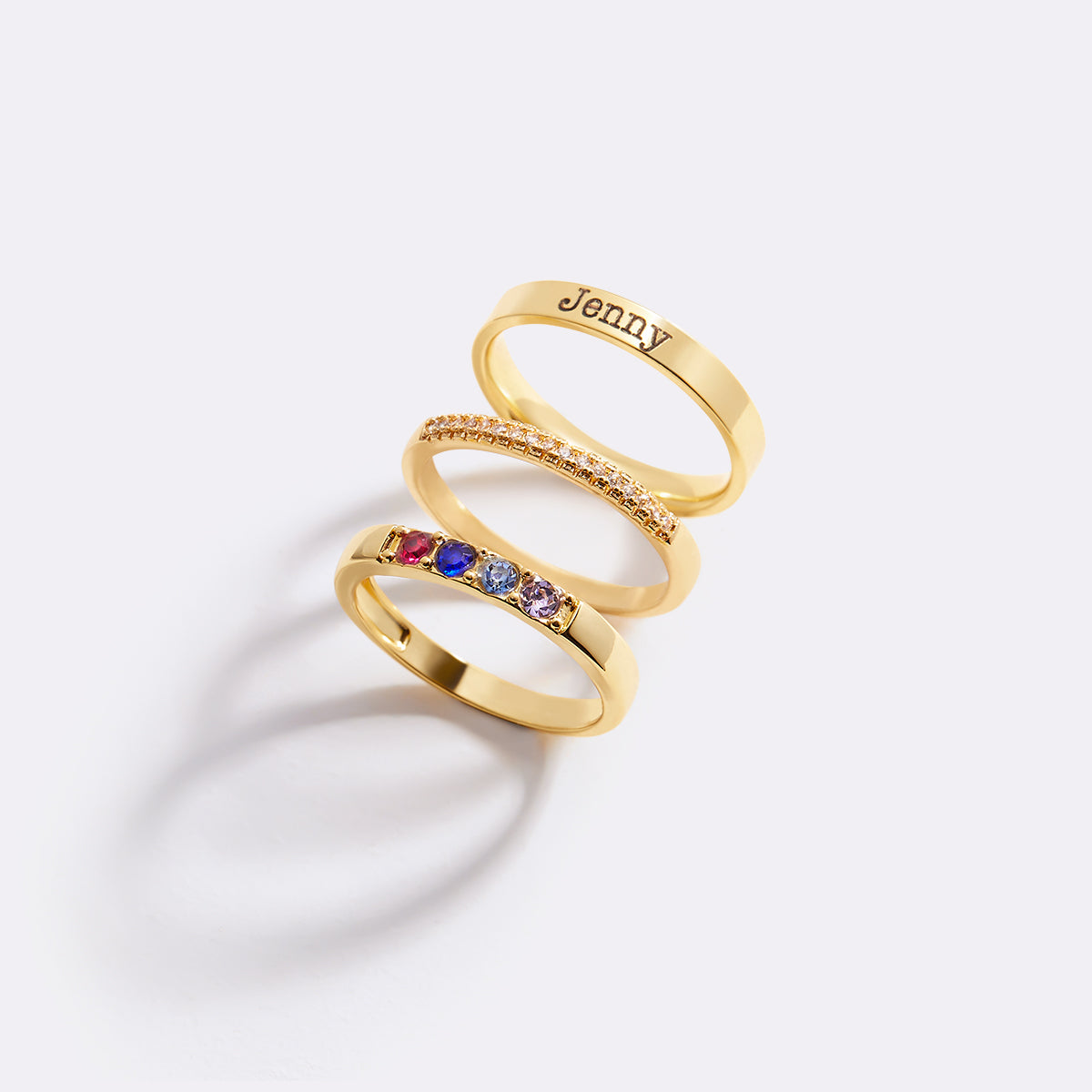 Personalized Name Birthstones Stacking Rings – Mint & Lily