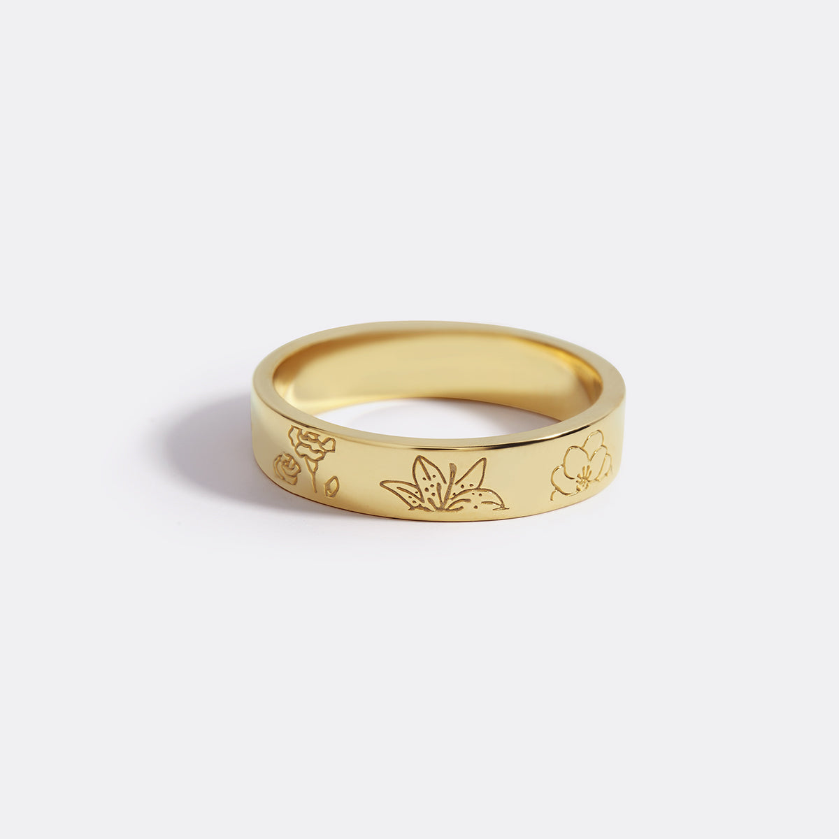 lily flower ring Stamped Birth Flower Ring