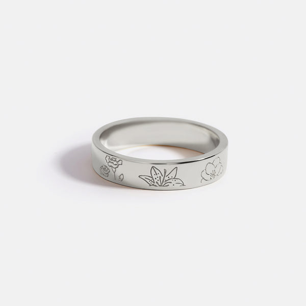 lily flower ring Stamped Birth Flower Ring