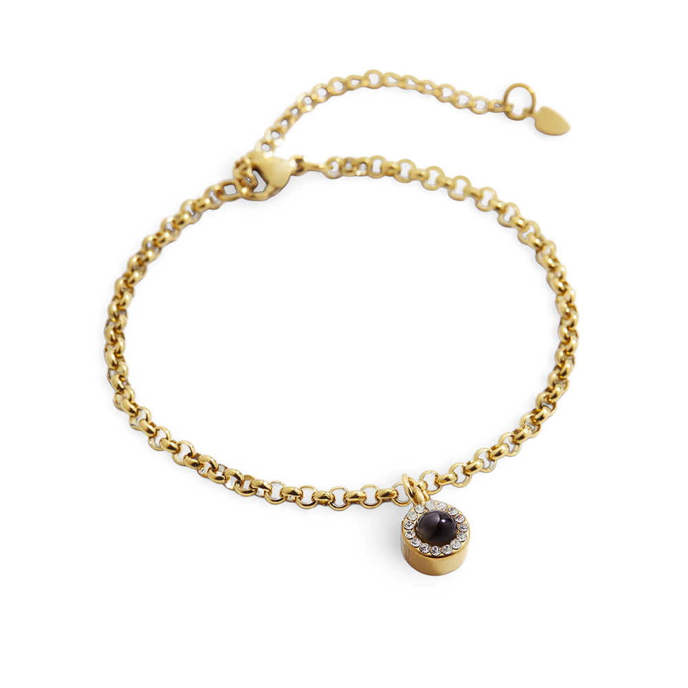 Petite Halo Photo Bracelet - Gold / 6.75" + 2"