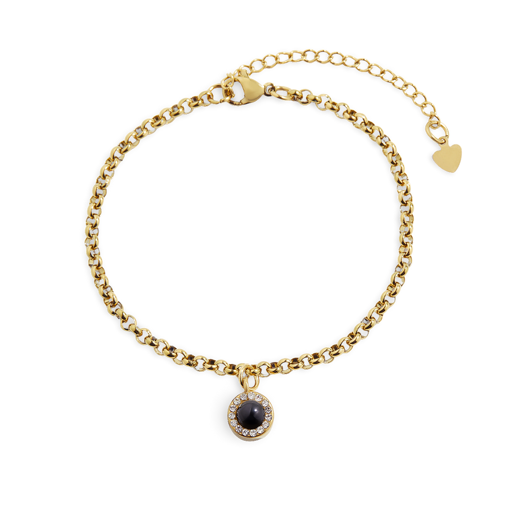 Petite Halo Photo Bracelet - Gold / 6.75" + 2"