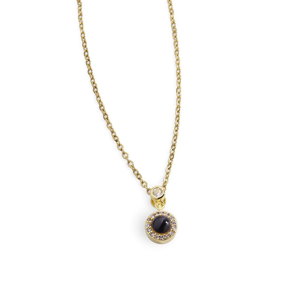 Collar pequeño con foto de halo - Chapado en oro de 18 quilates.