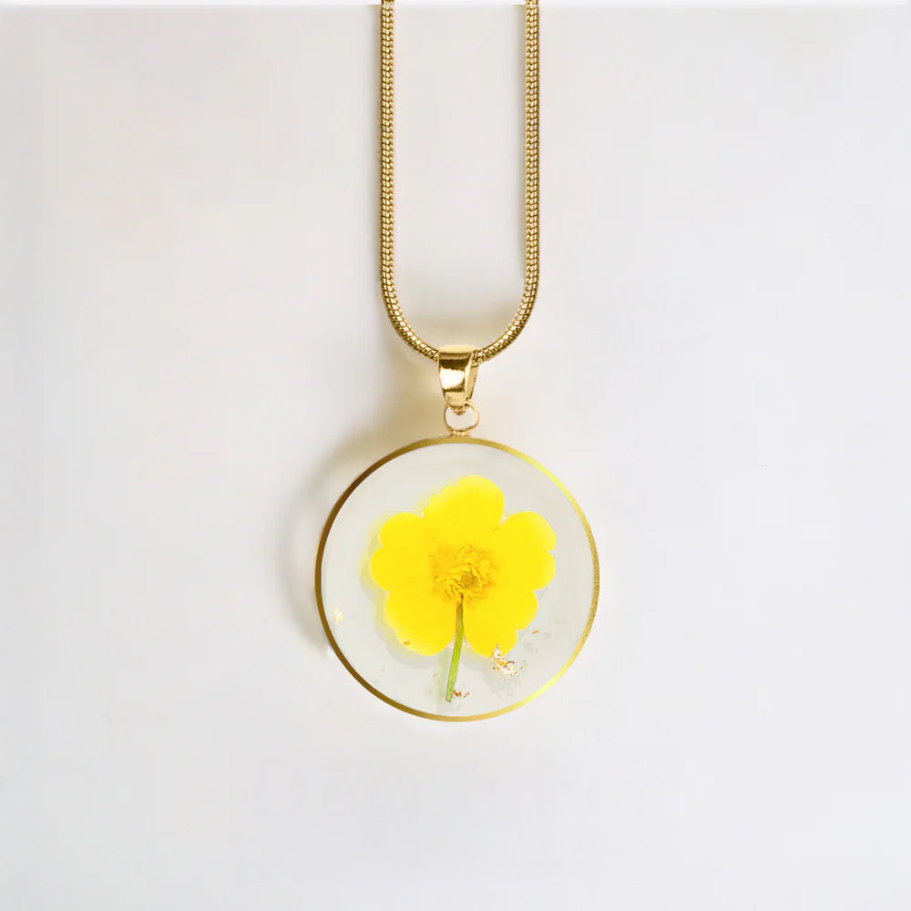gold lily flower necklace Pressed Birth Flower Necklace