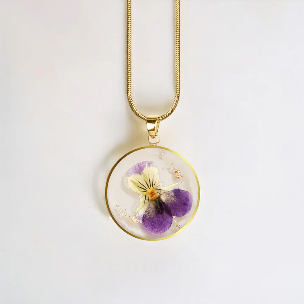 mint and lily birth flower necklace Pressed Birth Flower Necklace
