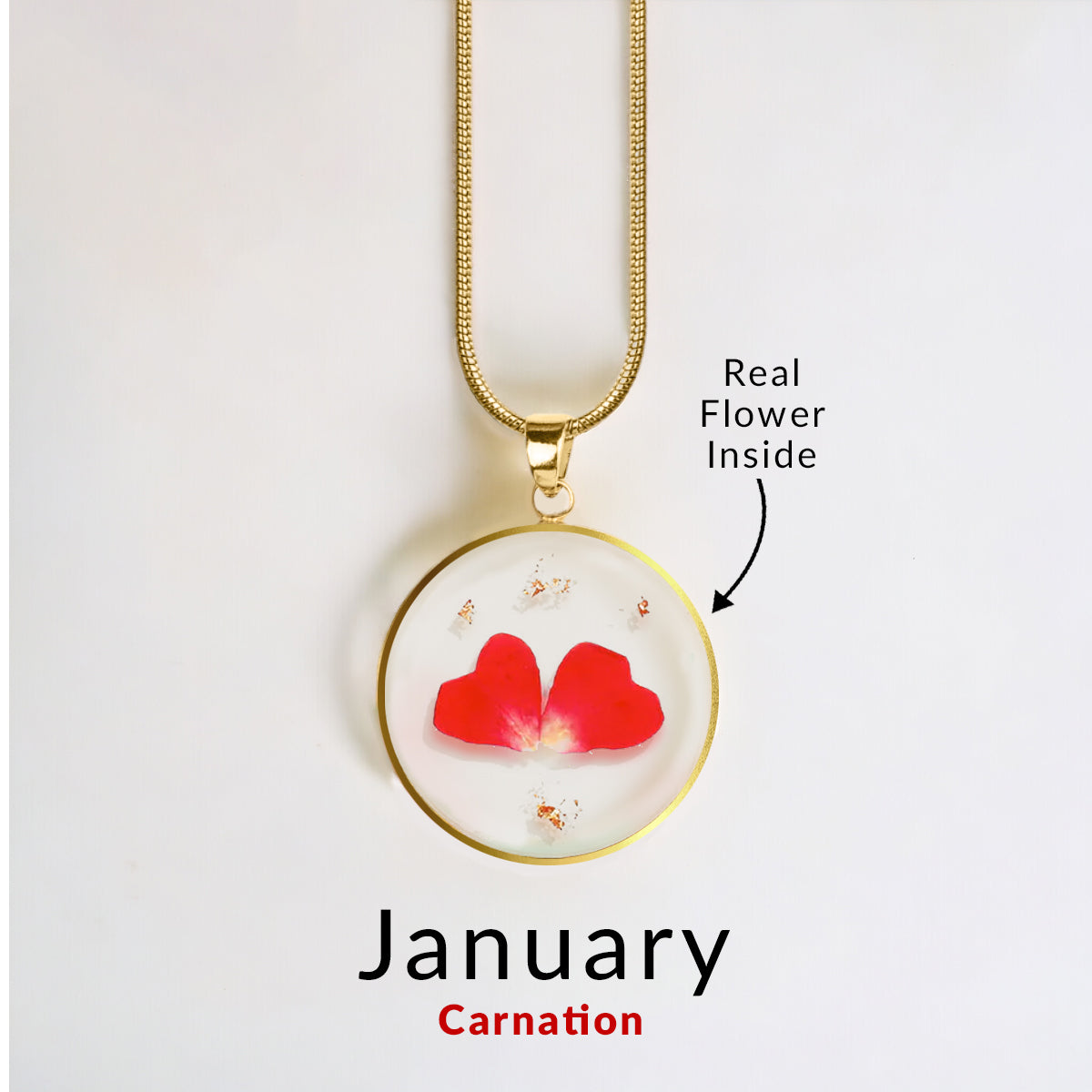 mint and lily birth flower necklace Pressed Birth Flower Necklace