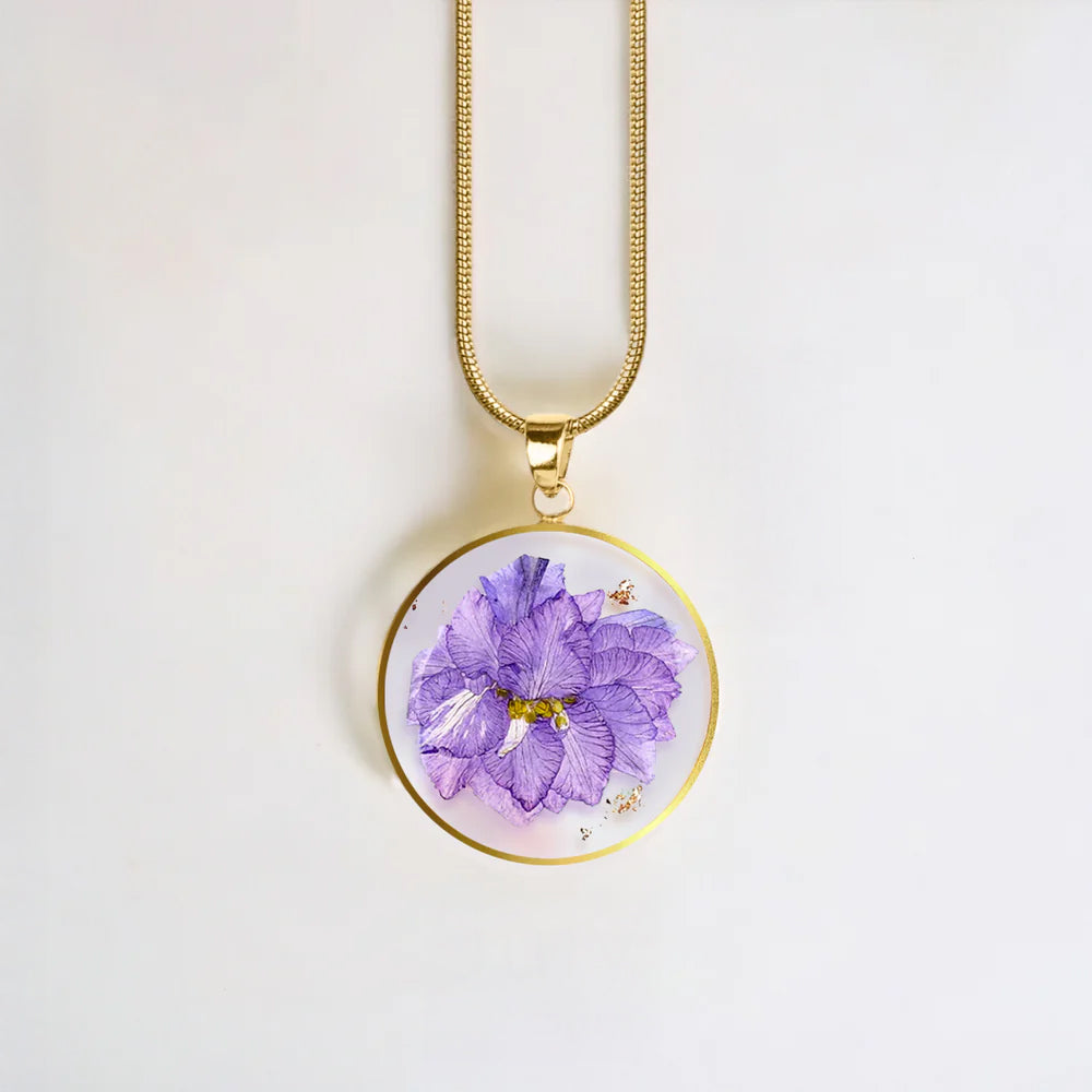 mint and lily birth flower necklace Pressed Birth Flower Necklace