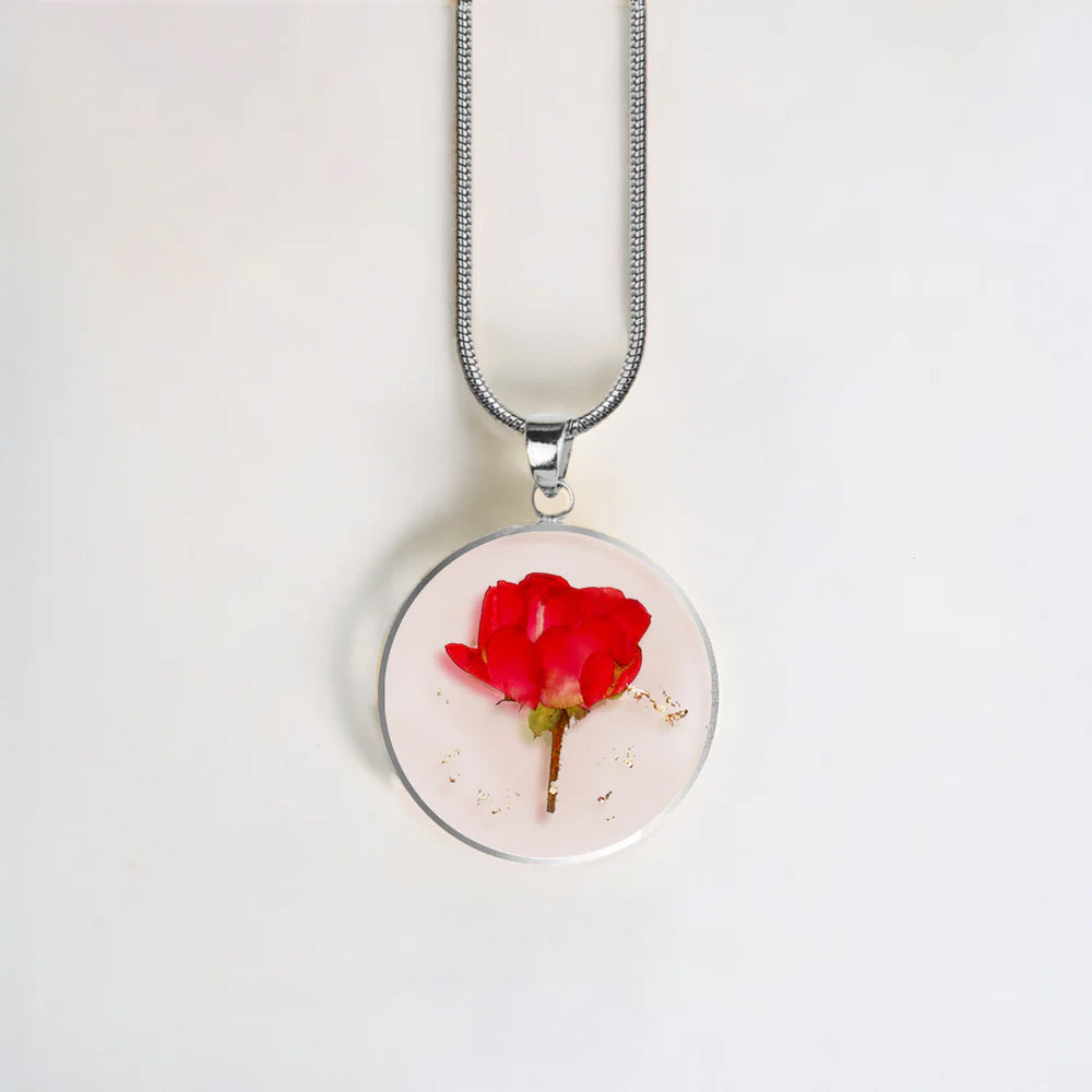 mint and lily birth flower necklace Mint & Lily Pressed Birth Flower Necklace Gold / June Rose / 1.2"