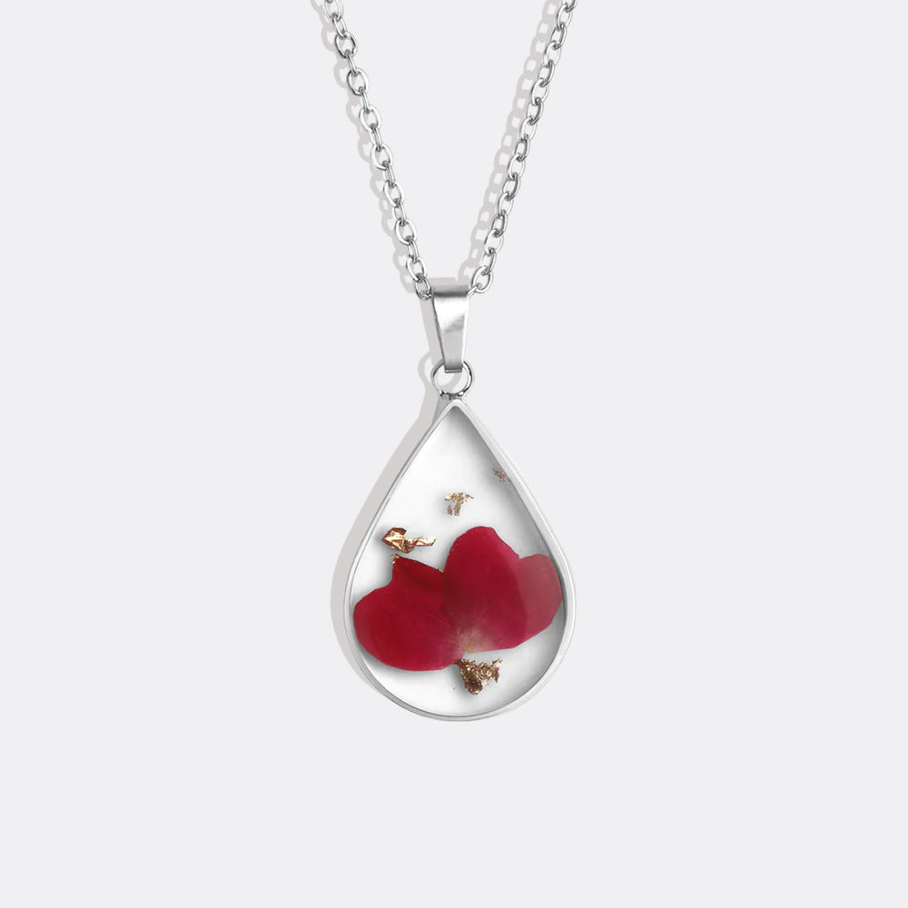 Pressed Birth Flower Droplet Necklace - January