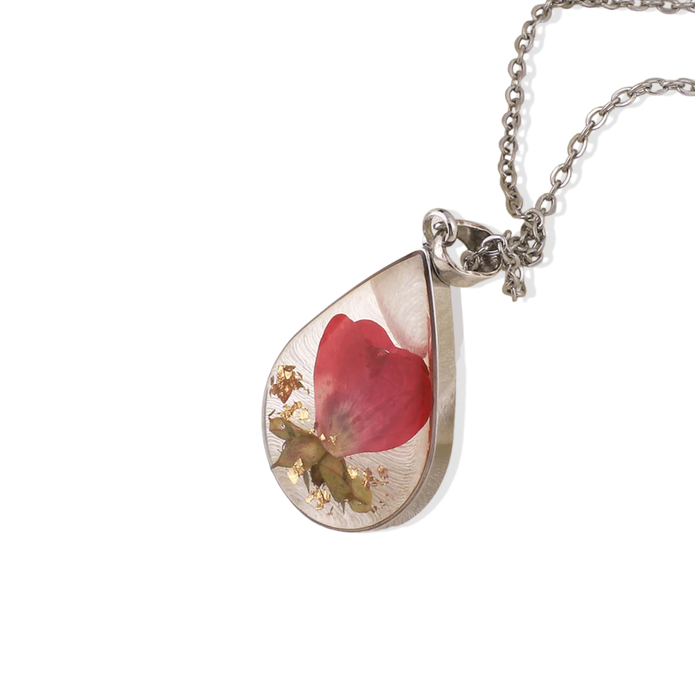 Pressed Birth Flower Droplet Necklace - January