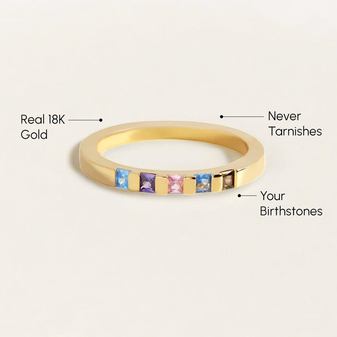 Princess-Cut Birthstone Band Ring