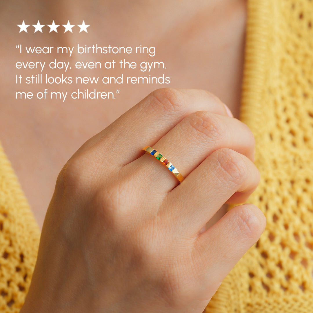 Princess-Cut Birthstone Band Ring