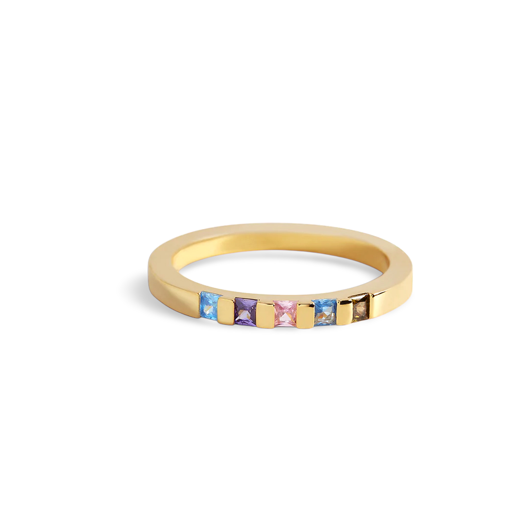 Princess-Cut Birthstone Band Ring