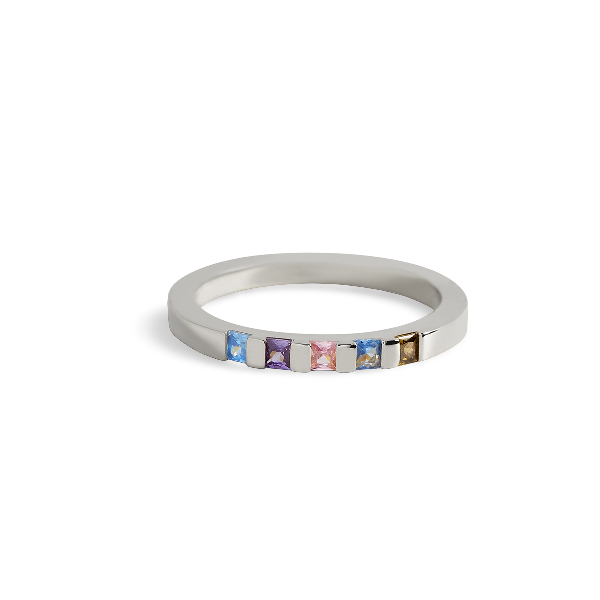 Princess-Cut Birthstone Band Ring