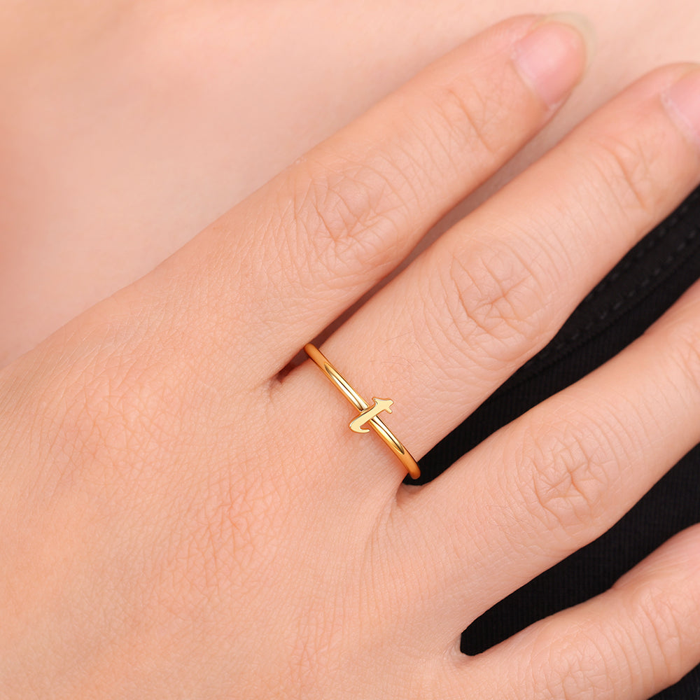 Dainty Stacking Letter Ring – Mint & Lily