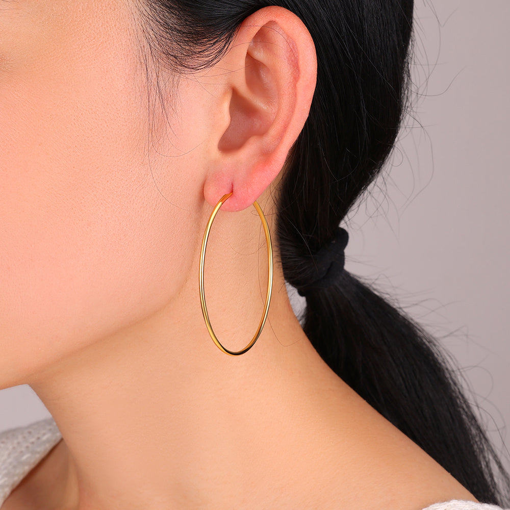 Endless Hoop Earrings - 18k Gold Over Sterling Silver / 40MM
