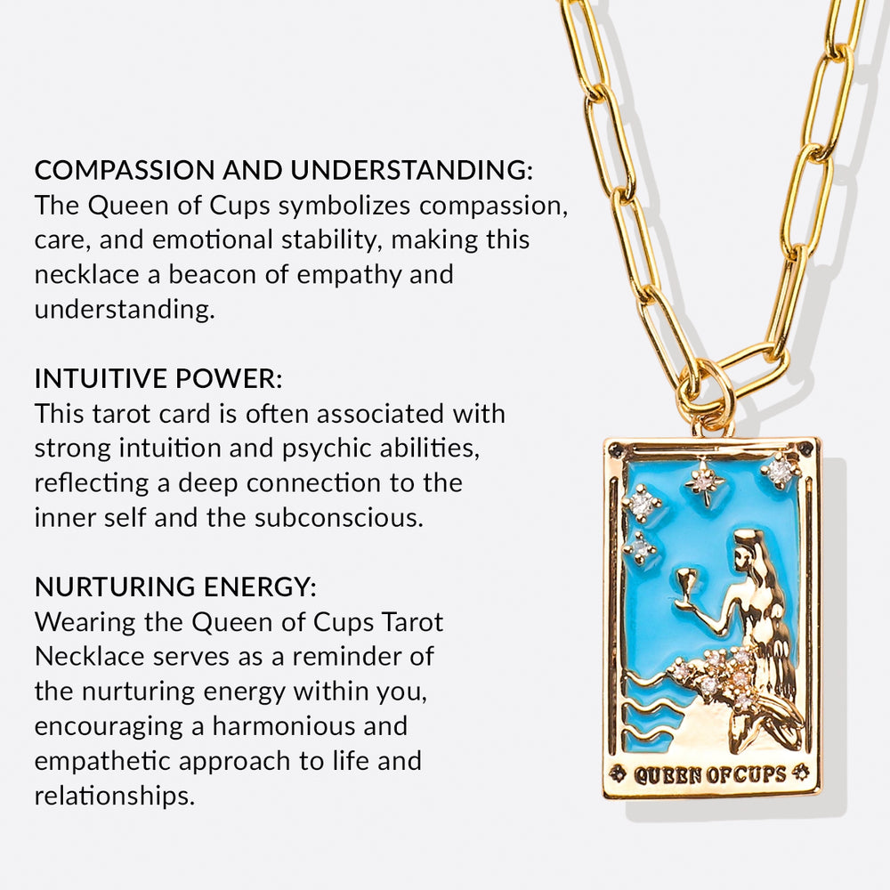 Queen of Cups Tarot Necklace - Paperclip Chain