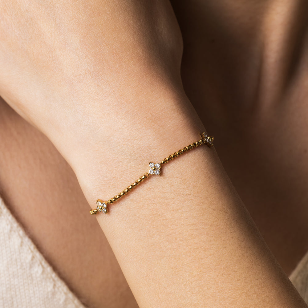 Radiant Clover Bracelet - Gold / 6.5" + 1"