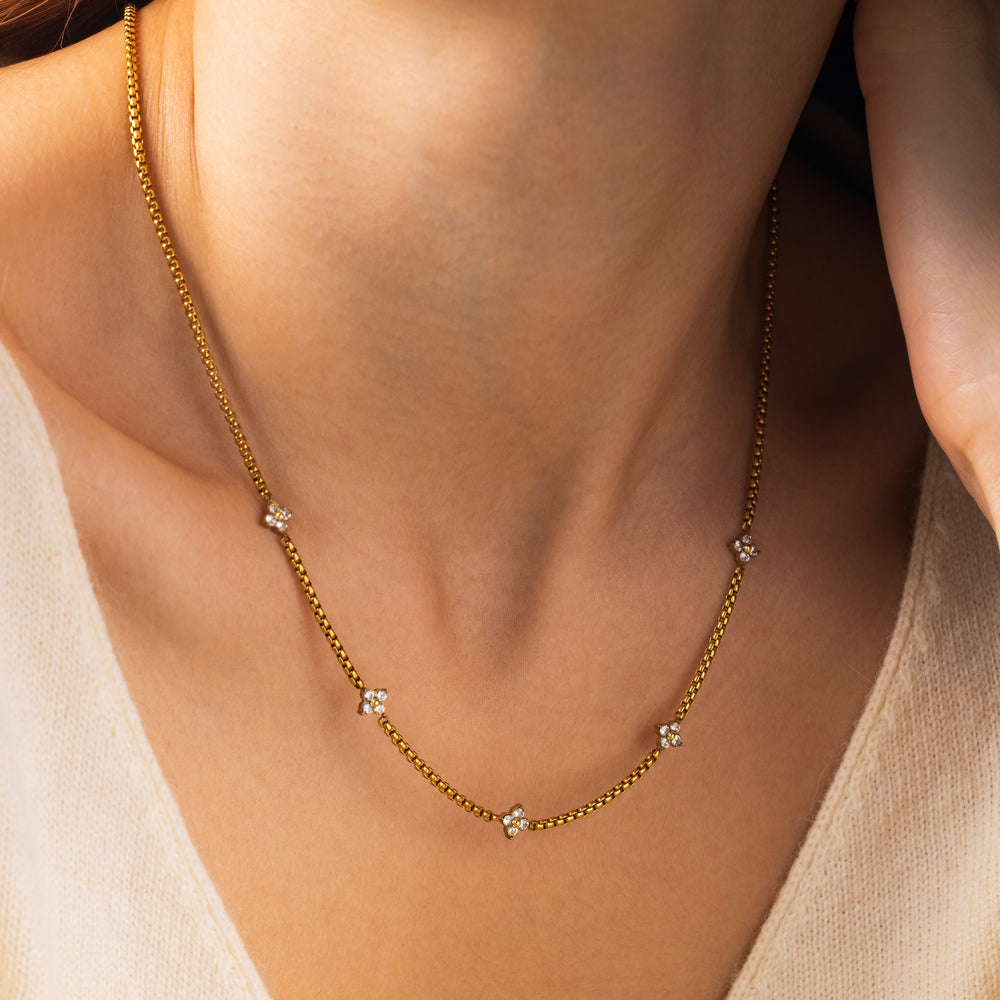 Radiant Clover Necklace - Gold / 18.5" + 2"