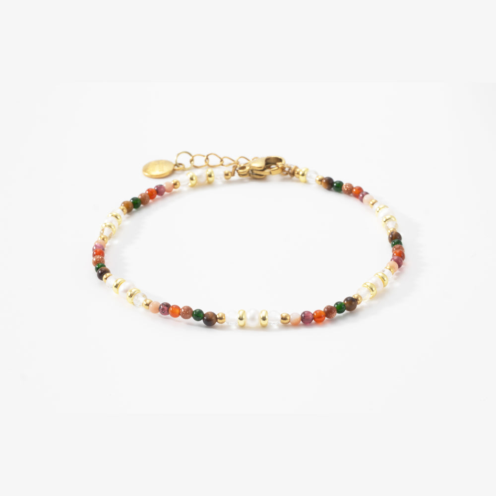 Rainbow Tourmaline Minimalist Bracelet - Gold