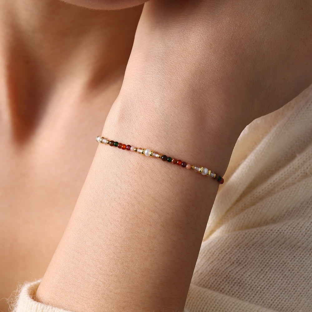 Rainbow Tourmaline Minimalist Bracelet - Gold