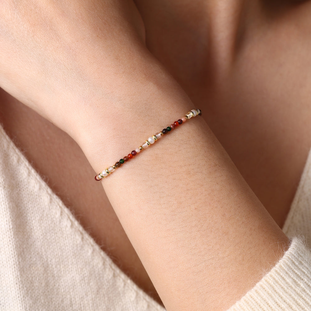 Rainbow Tourmaline Minimalist Bracelet - Gold