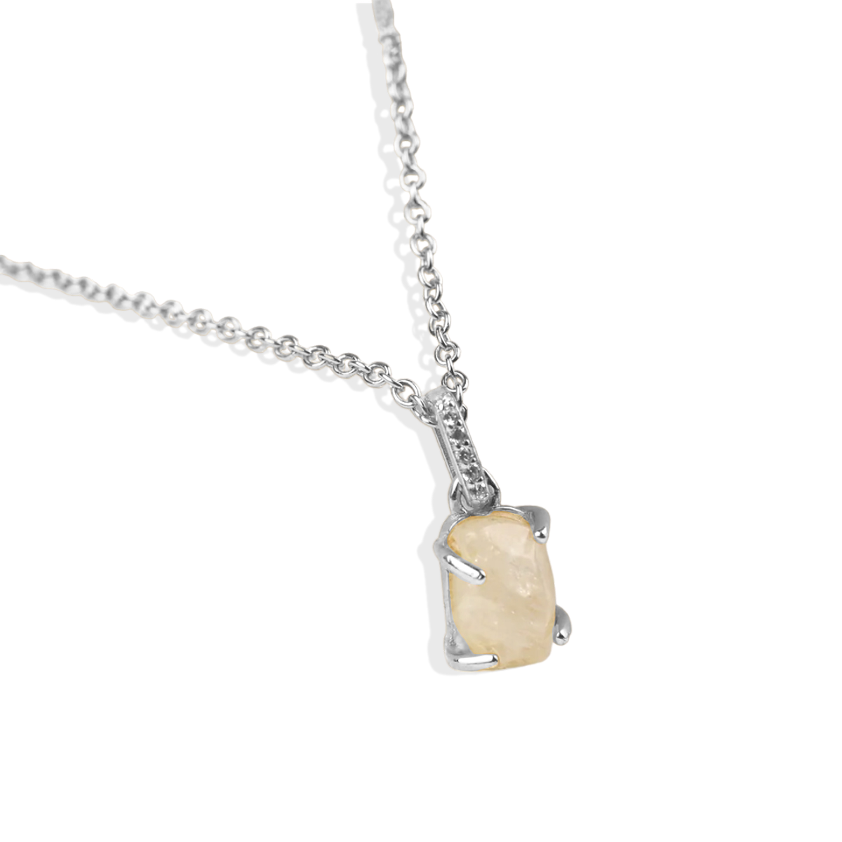 Raw Moonstone Pavé Link Pendant Necklace