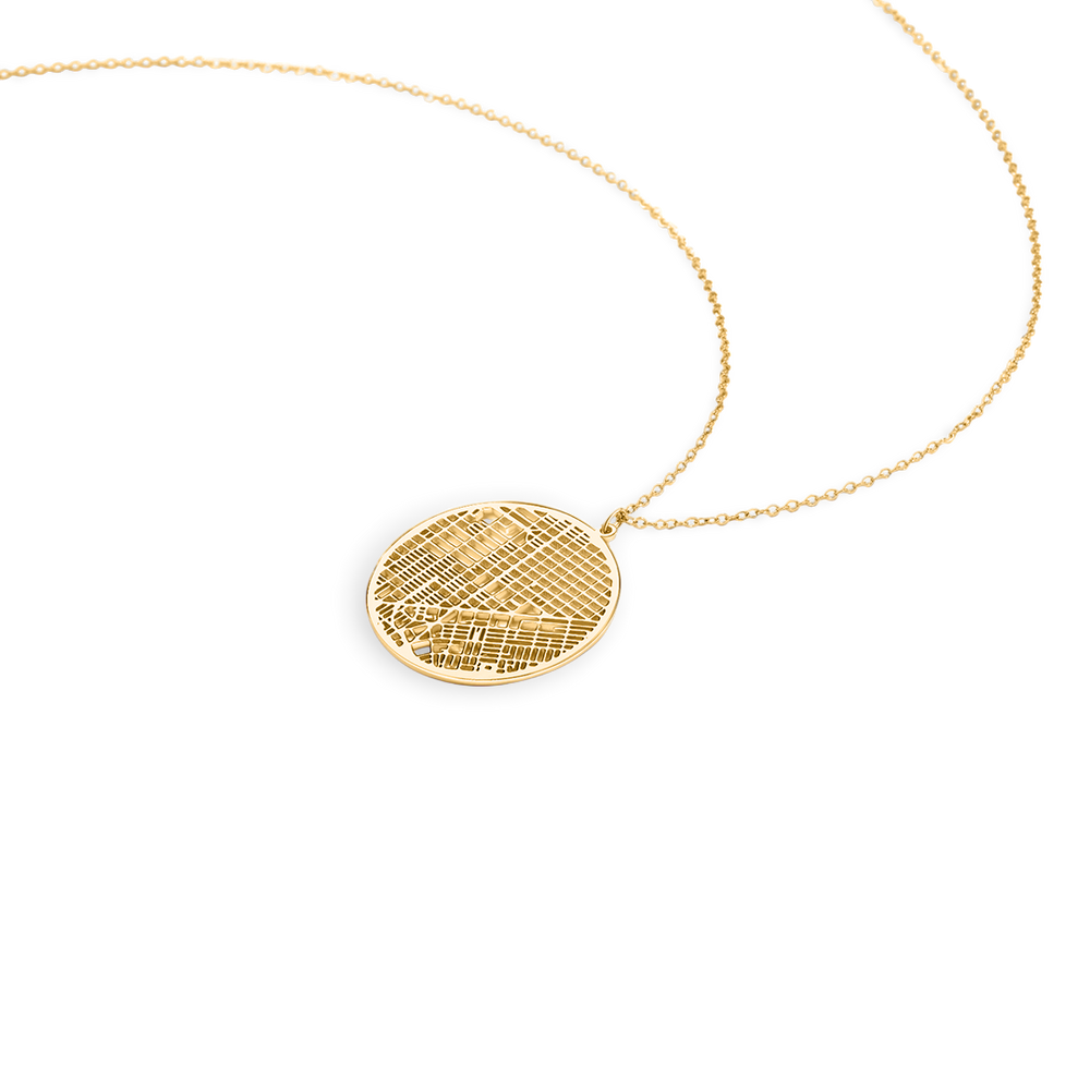 Custom Map Pendant Necklace - 18k Gold Plated / Circle